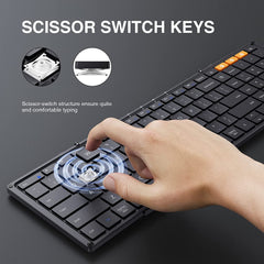 Foldable Bluetooth Keyboard, XK01 Folding Wireless Portable Keyboard with Numeric Keypad, Full-Size Travel Keyboard for Windows Ios Android Tablet Smartphone Laptop PC, Black