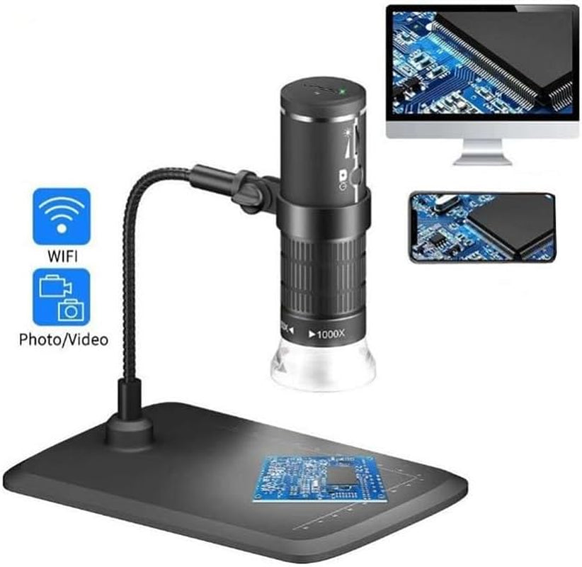 Portable Wifi Digital Microscope, 1000X Zoom HD 1080P Electronic Microscope, Black