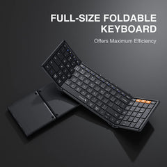 Foldable Bluetooth Keyboard, XK01 Folding Wireless Portable Keyboard with Numeric Keypad, Full-Size Travel Keyboard for Windows Ios Android Tablet Smartphone Laptop PC, Black