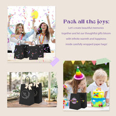 Paper Gift Bags 5.25X3.75X8 Black Small Paper Bags with Handles Bulk,100 Pcs Kraft Paper Bags for Small Business,Wedding Party Favor Bags