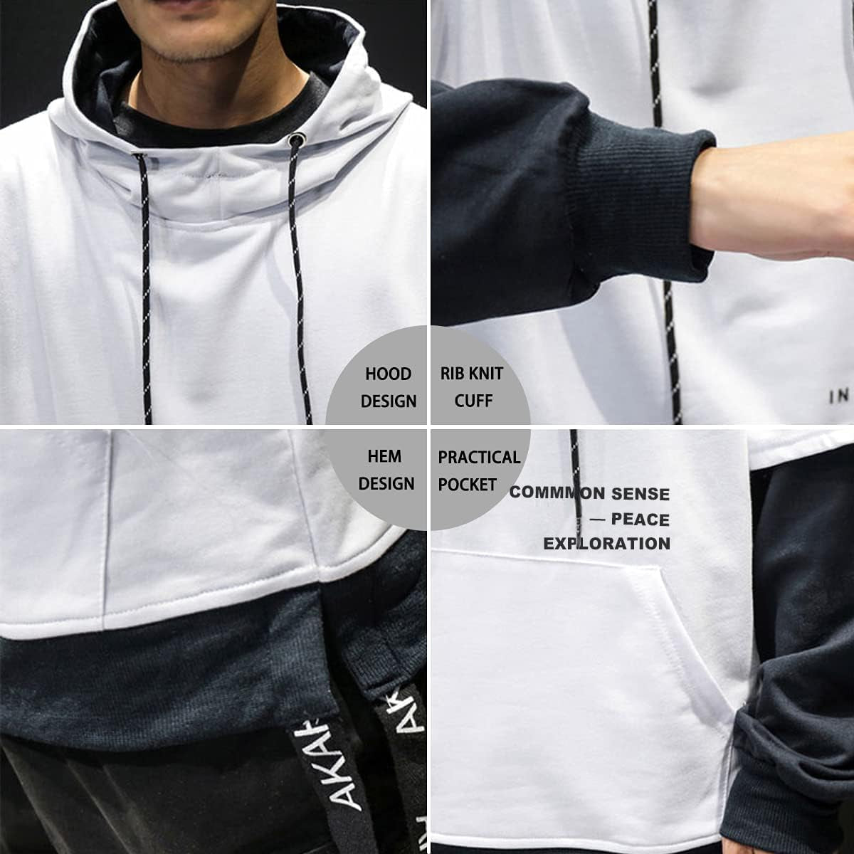 Men'S Hoodies Pullover Hooded Sweatshirt Top Blouse Casual Hoody with Pocket