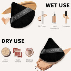 6 Pcs Triangle Powder Puff with 2 Travel Cases, Setting Powder Puffs for Face Powder and Foundation, Velour Makeup Puff for Loose Powder Body Powder, Skin-Friendly, Beauty Makeup Tools