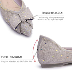 Women'S Pointed Rhinestone Flat Shoes Glitter Flowers Wedding Comfortable Dress Shoes