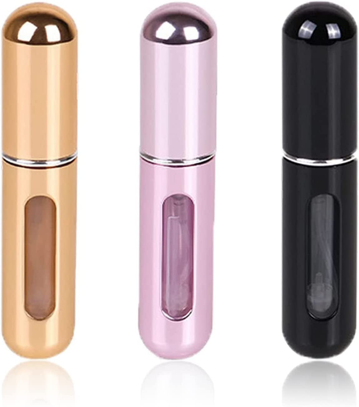 Travel Mini Perfume Refillable Atomizer Container, Portable Perfume Spray Bottle, Travel Perfume Scent Pump Case Fragrance Empty Spray Bottle for Traveling and Outgoing (3 Pack, 5Ml) (3 Pcs)