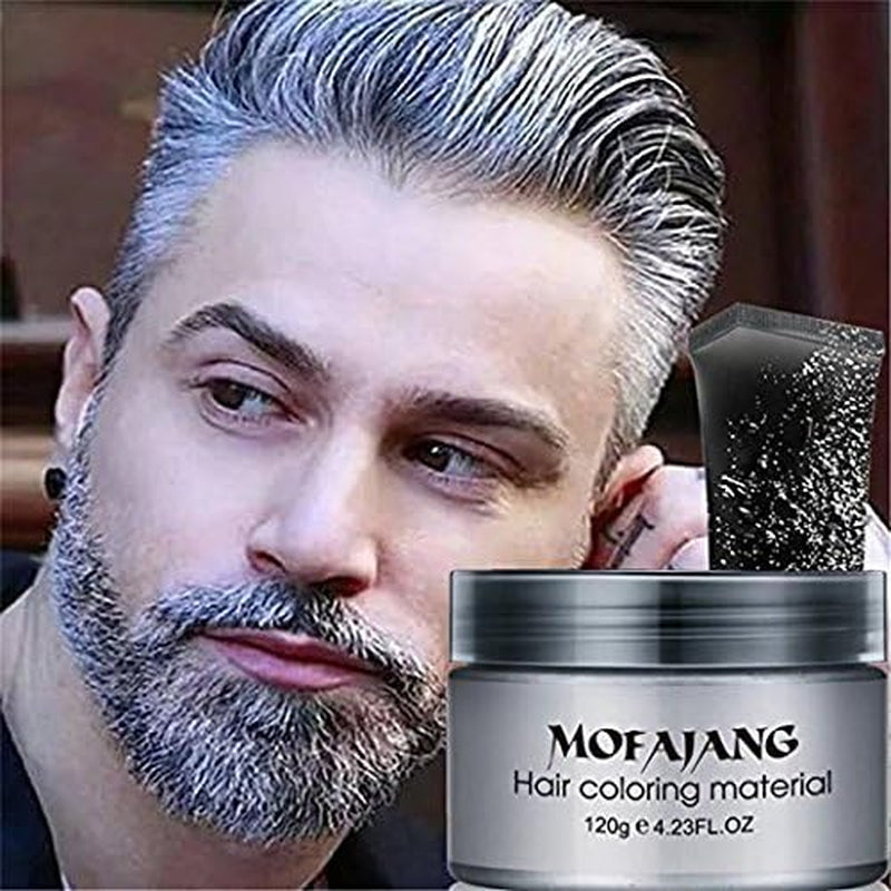 Temporary Silver Gray Hair Wax Pomade for People, Luxury Coloring Mud Grey Hair Dye,Washable Treatment with All Day Hold. Non-Greasy Matte Hairstyle Ash for Party, Cosplay