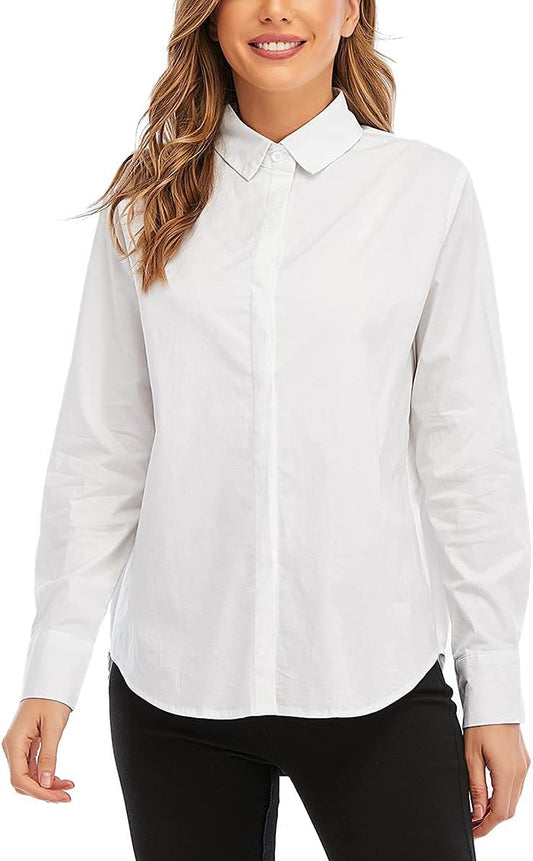 Women'S Long/Short Sleeve Button up Dress Shirts Blouses Oversized Tunic Shirts