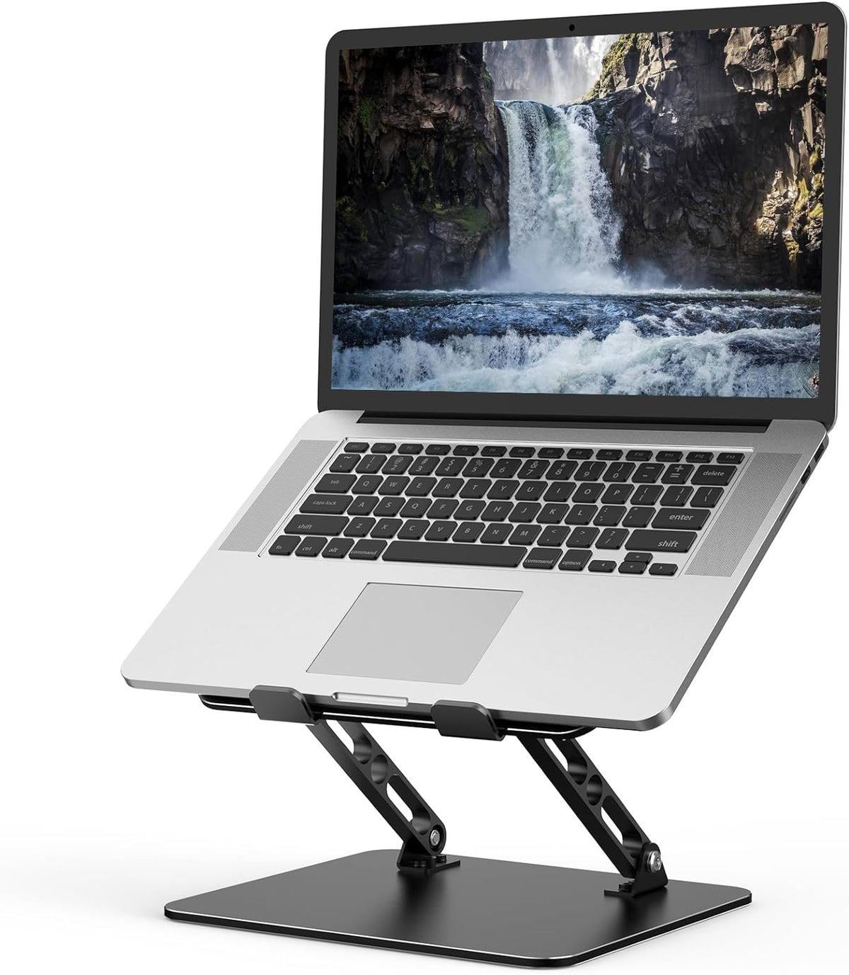 Adjustable Laptop Stand for Desk, Metal Foldable Laptop Riser, Portable Laptop Holder Mount, Ventilated Cooling Computer Notebook Stand Compatible with 10-15.6” Laptops