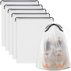 Shoe Bags for Travel Drawstring Travel Shoe Bags for Packing, Transparent, 11.8”X15.7“, 5 Pack