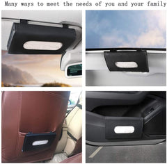 Fredysu Car Visor Tissue Holder, Car Tissue Dispenser Hanging Paper Towel Holder Case for Car Seat Back and Vehicle Side Door, Multi-Use Paper Tissue Cover Case for Car & Truck Decoration Black