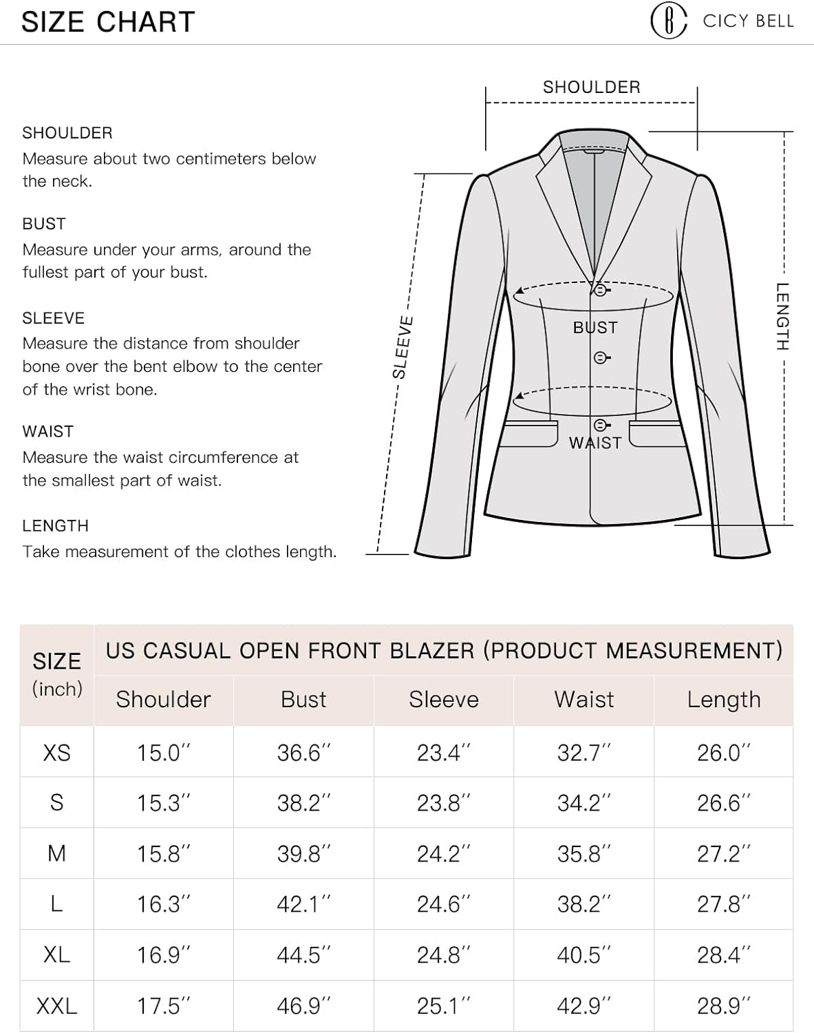 Womens Casual Blazers Open Front Long Sleeve Work Office Jackets Blazer