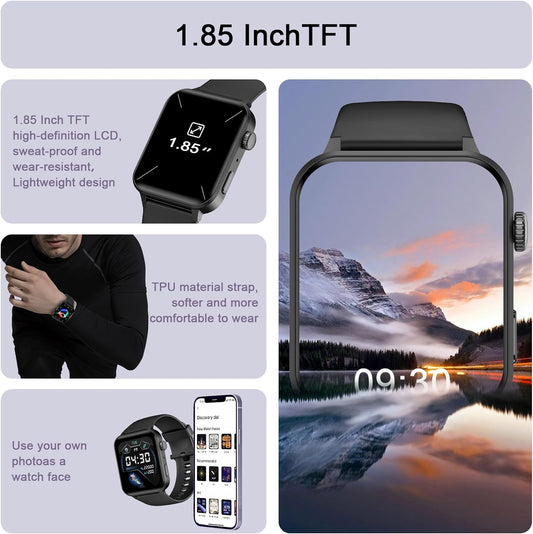 Smart Watch for Men Women - 1.85''HD Screen with Make and Answer Calls