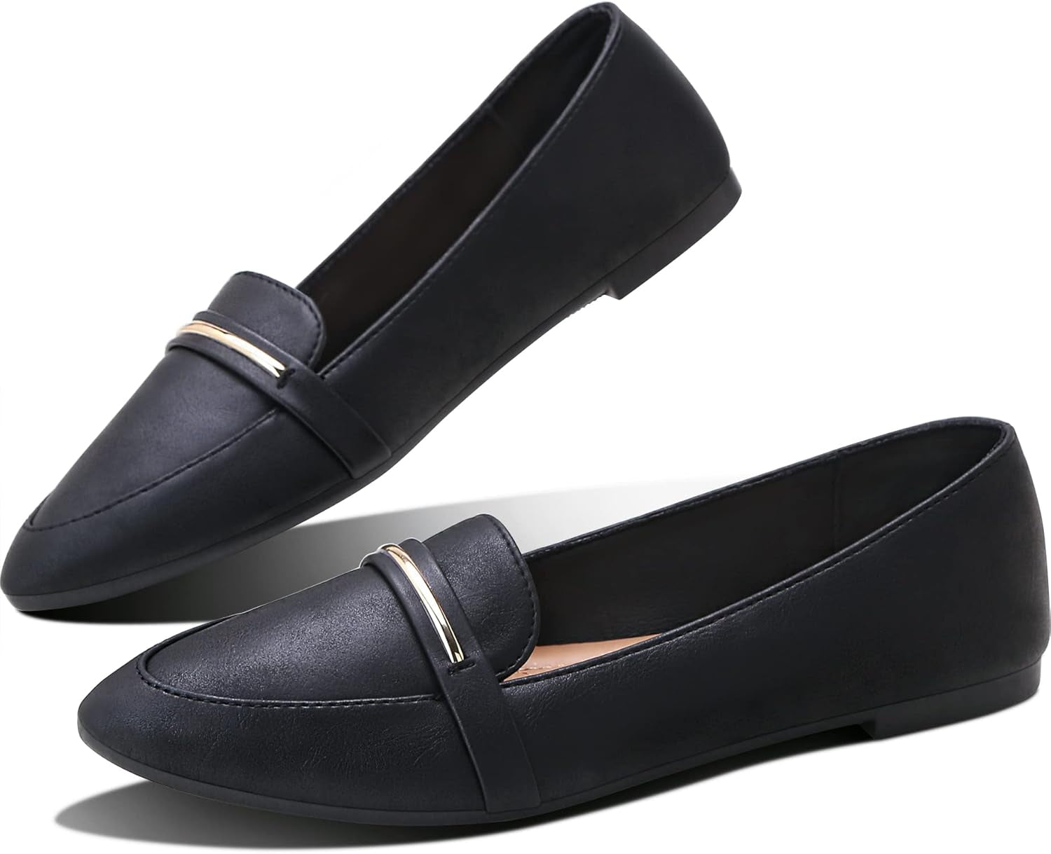 Women'S Faux Leather Ballet Slip on Comfortable Work Loafer Flat