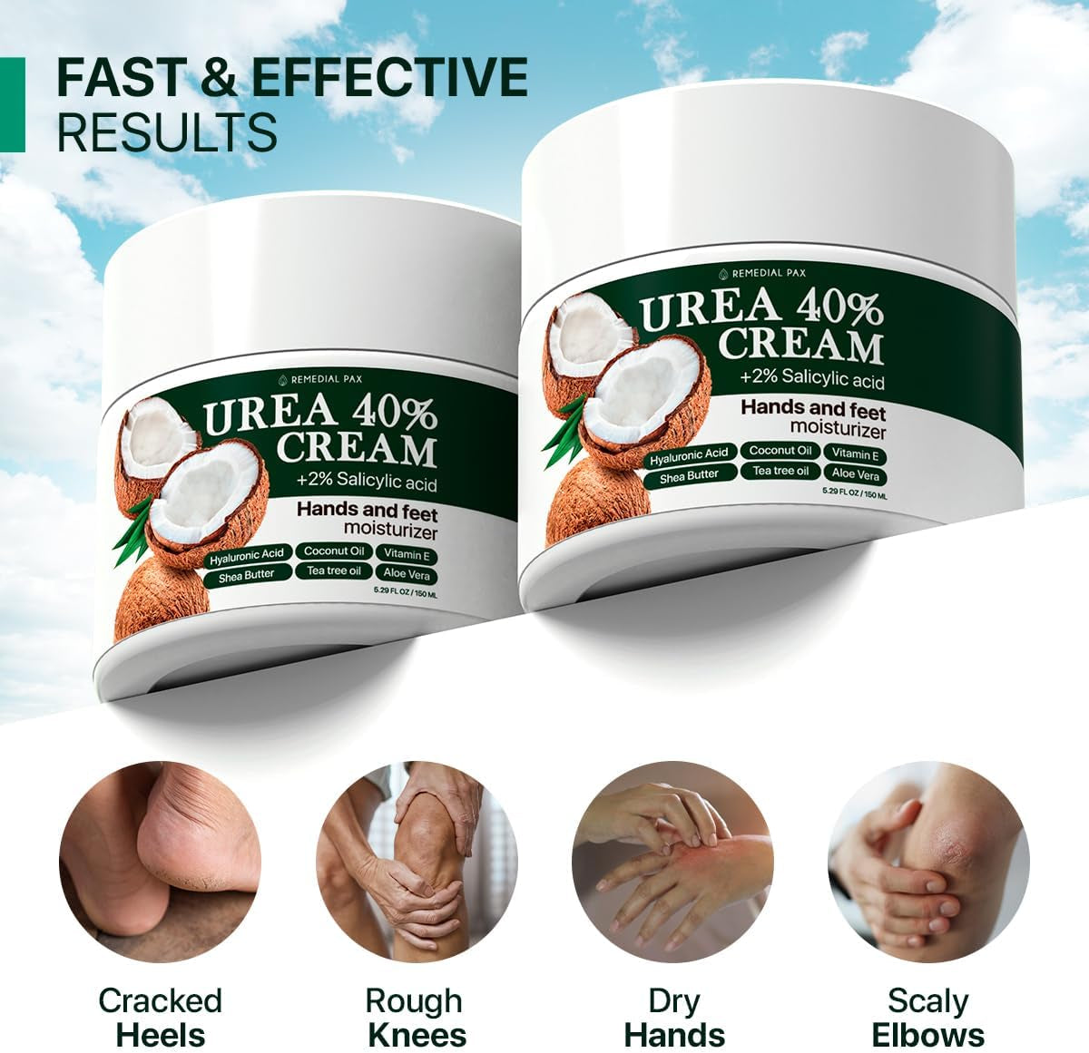 Urea Cream 40 Percent for Feet, 40% Urea Foot Cream for Dry Cracked Heels Knees Elbows Callus Hands Repair Treatment with 2% Salicylic Acid, Foot Moisturizer, Dead Skin Remover