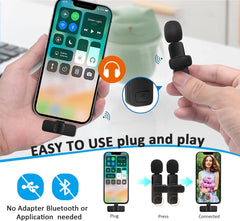 Professional Wireless Lavalier Lapel Microphone for Iphone, Ipad - Cordless Omnidirectional Condenser Recording Mic for Interview Video Podcast Vlog Youtube
