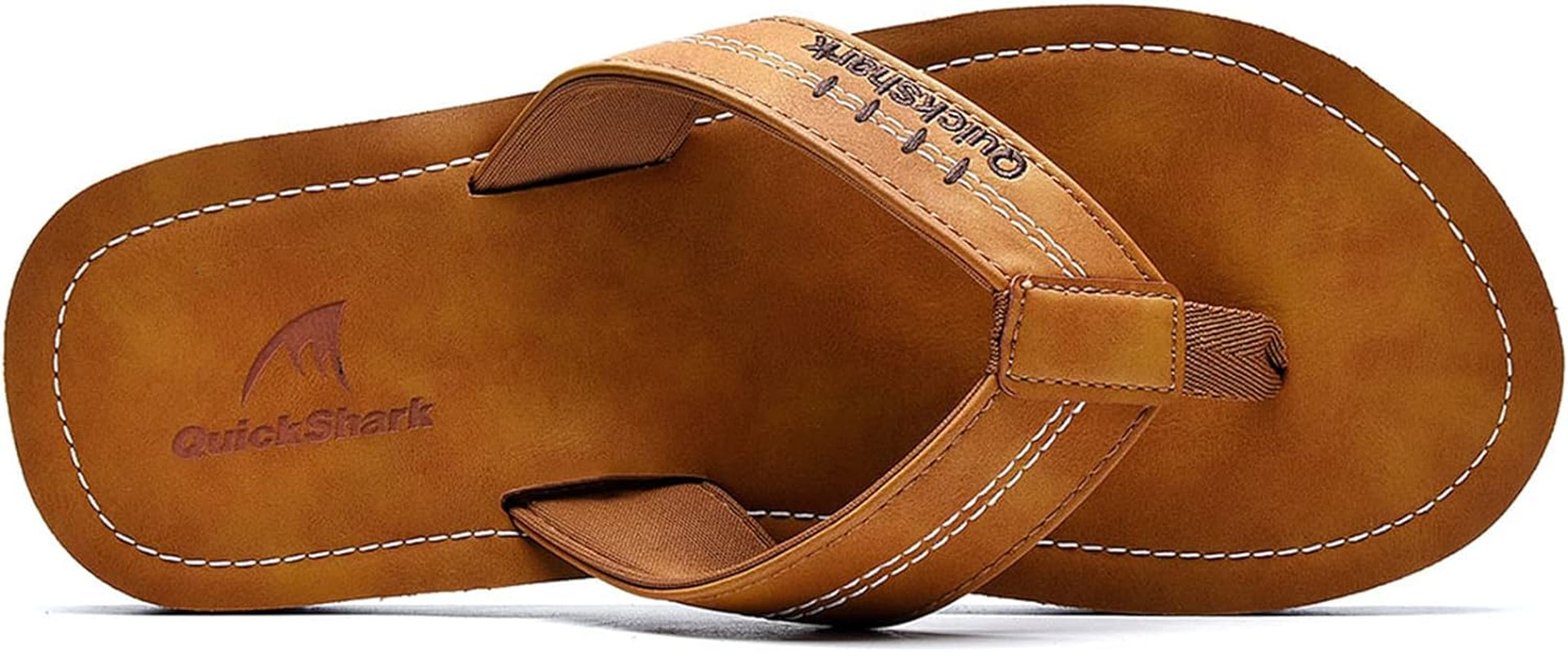 Mens Flip Flops Leather Arch Support Leather Thong Sandals Beach Slippers