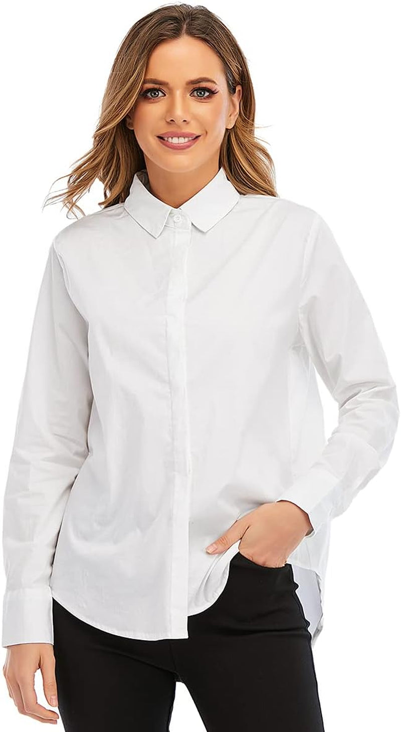 Women'S Long/Short Sleeve Button up Dress Shirts Blouses Oversized Tunic Shirts