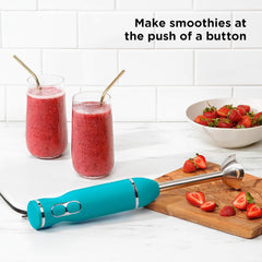 Immersion Stick Hand Blender with Stainless Steel Blades, Powerful Electric Ice Crushing 2-Speed Control Handheld Food Mixer, Purees, Smoothies, Shakes, Sauces & Soups, Sky Blue