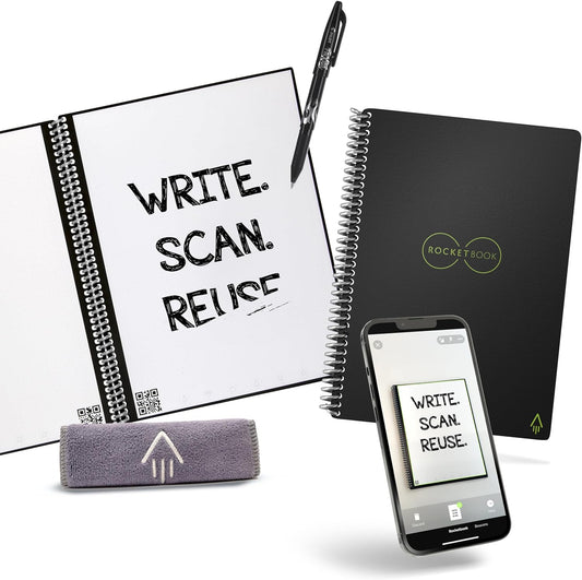 Core Reusable Smart Notebook | Innovative, Eco-Friendly, Digitally Connected Notebook with Cloud Sharing Capabilities | Dotted, 6" X 8.8", 36 Pg, Infinity Black, with Pen, Cloth, and App Included