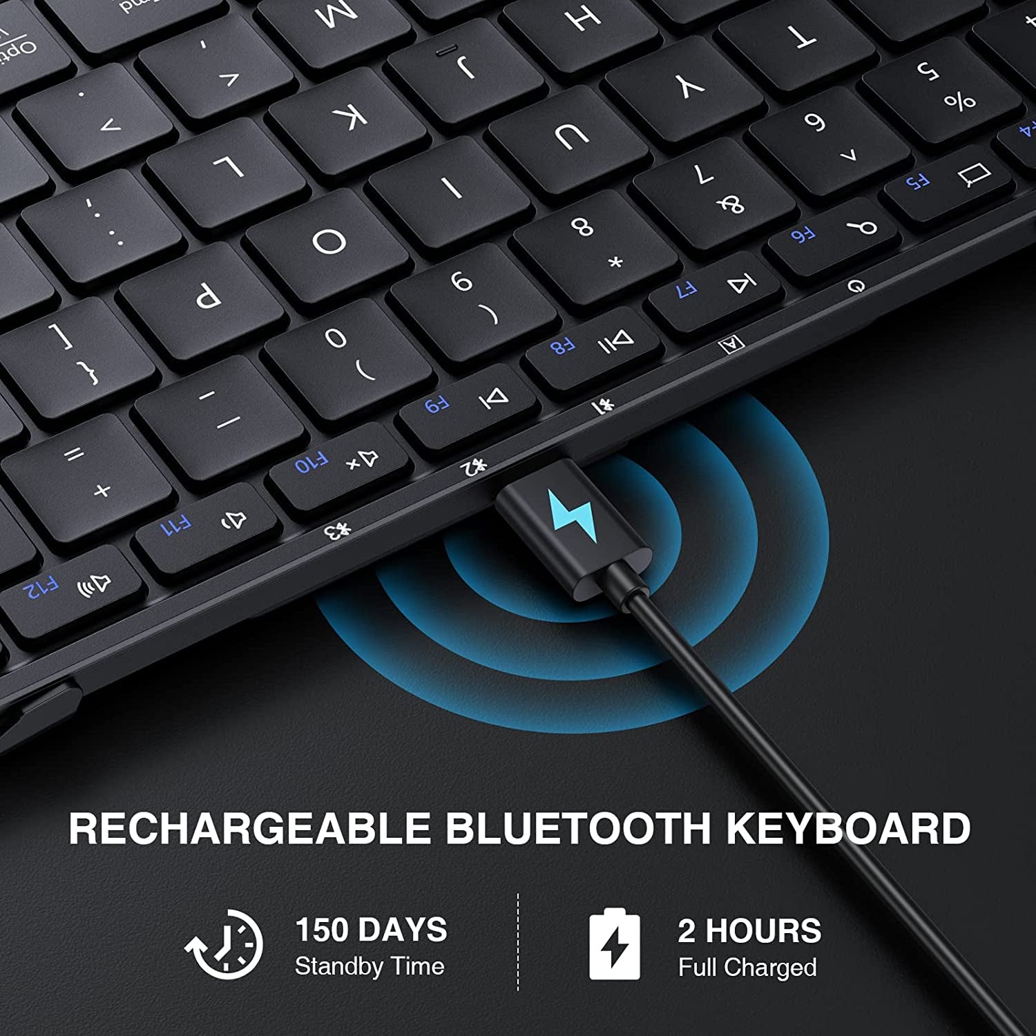 Foldable Bluetooth Keyboard, XK01 Folding Wireless Portable Keyboard with Numeric Keypad, Full-Size Travel Keyboard for Windows Ios Android Tablet Smartphone Laptop PC, Black