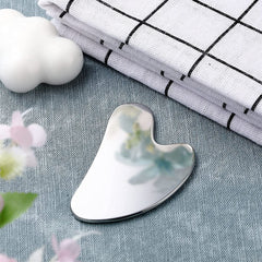 Stainless Steel Gua Sha Facial Tools ;Guasha Tool for Face Metal Gua Sha Tighten Skin Heart Massage Guasha Beauty Tool for Body、 Eyes、 Neck、 Massager with Travel Pouch (Heart Model)