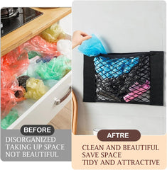 Plastic Bag Holder Mesh Storage Net Grocery Bag Holder Dispenser Organizer for Aluminum Foil, Trash Bag, Garbage Bag, Plastic Wrap, Shopping Bag under Sink Cargo Organizers and Wall Mounted