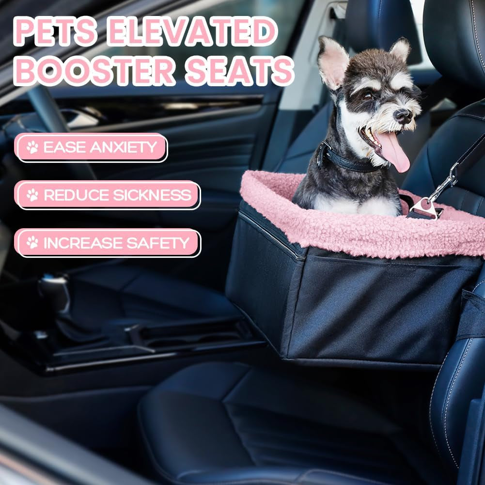 Puppy Car Seat Upgrade Deluxe Portable Pet Dog Booster Car Seat with Clip-On Safety Leash,Perfect for Small Pets up to 26Lbs