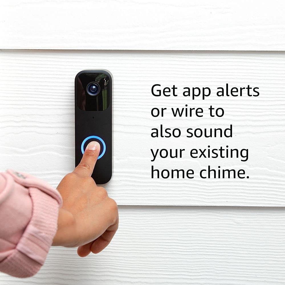 Video Doorbell | Two-Way Audio, HD Video, Motion and Chime App Alerts and Alexa Enabled — Wired or Wire-Free (Black)