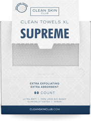 Clean Towels XL™ Supreme, 100% USDA Biobased Dermatologist Approved Face Towel, Gentle Exfoliation, Disposable Facial Washcloth, Makeup Remover Dry Wipes, 50 Count