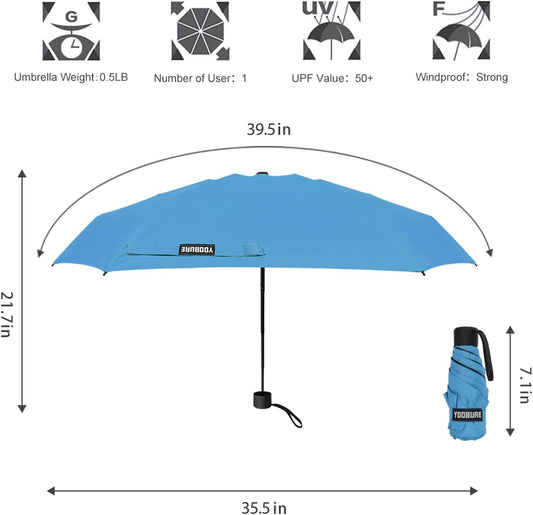 Small Mini Umbrella with Case Light Compact Design Perfect for Travel Lightweight Portable Parasol Outdoor Sun&Rain Umbrellas