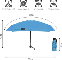 Small Mini Umbrella with Case Light Compact Design Perfect for Travel Lightweight Portable Parasol Outdoor Sun&Rain Umbrellas