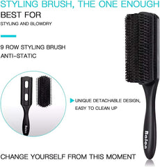 (Black) - 4Pcs Paddle Hair Brush, Detangling Brush and Hair Comb Set for Men and Women, Great on Wet or Dry Hair, No More Tangle Hairbrush for Long Thick Thin Curly Natural Hair (Black)