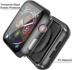 2 Pack Hard PC Case with Tempered Glass Screen Protector Compatible with Apple Watch Series 6 SE Series 5 Series 4 44Mm, Black