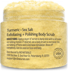 Exfoliating Body Scrub Turmeric Body Scrub and Skin Exfoliator with Collagen and Coconut Oil Gently Exfoliate Face Body Hand and Foot Scrub Moisturizing Body Skincare Products by