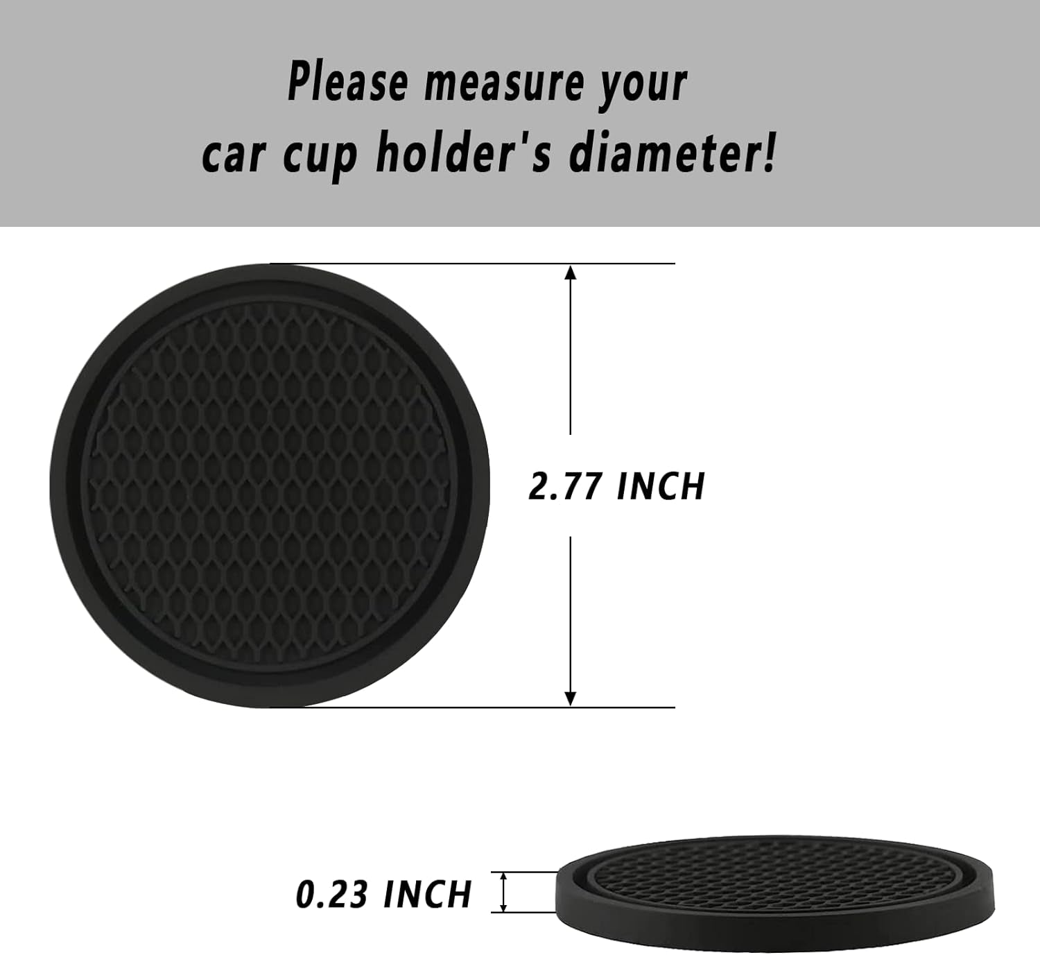 Car Cup Coaster, 4PCS Universal Auto Non-Slip Cup Holder Embedded in Ornaments Silicone Coaster, Car Interior Accessories Mat, Black