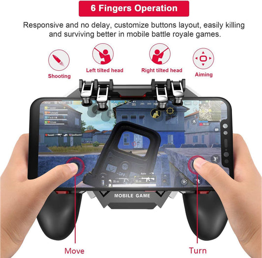 Mobile Game Controller for Iphone & Android, Pubg Mobile Controller with Cooling Fan, Phone Triggers for Gaming, Gaming Grip Joystick Gamepad Shoot Aim Keys for 4.7-6.5" Phone