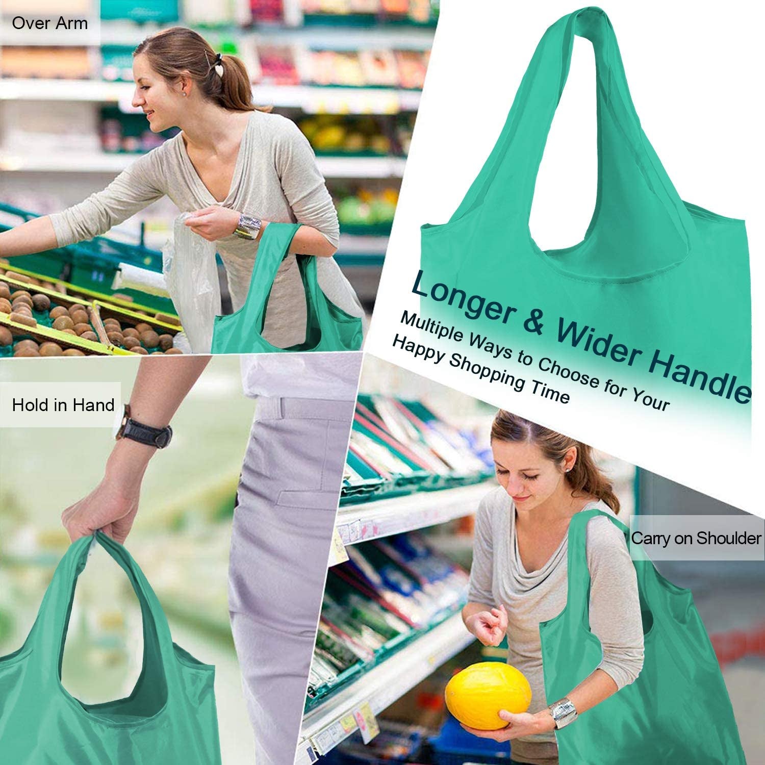 Rolled up Grocery Bags Reusable Shopping Bags Foldable for Groceries