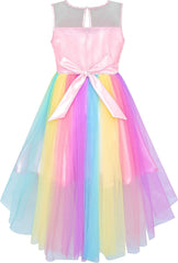 Girls Dress Sequin Mesh Party Wedding Princess Tulle Size 7-14 Years