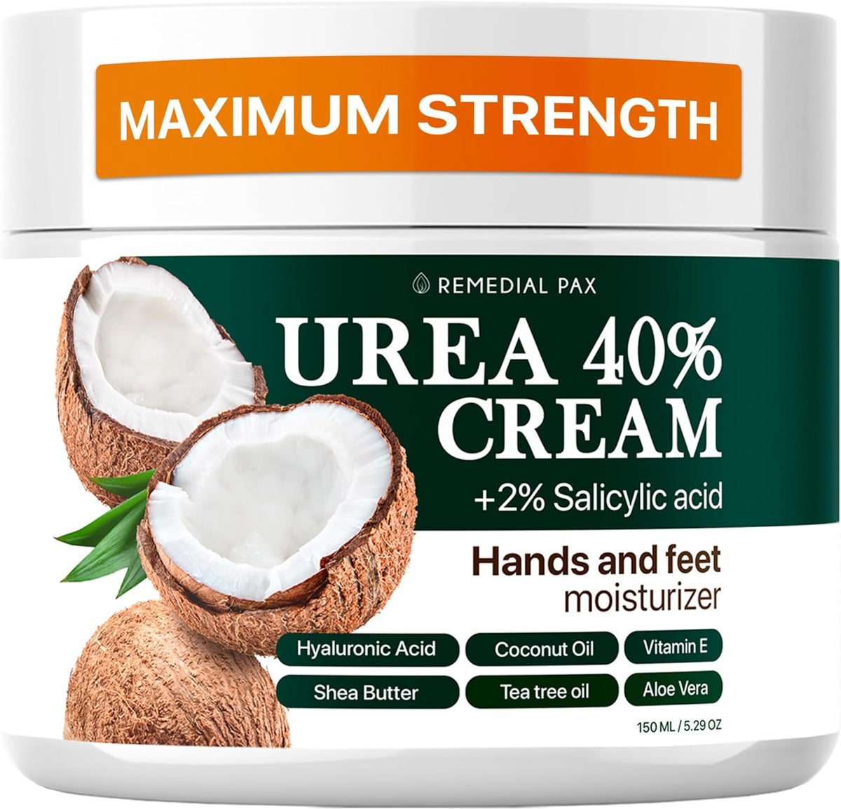 Urea Cream 40 Percent for Feet, 40% Urea Foot Cream for Dry Cracked Heels Knees Elbows Callus Hands Repair Treatment with 2% Salicylic Acid, Foot Moisturizer, Dead Skin Remover