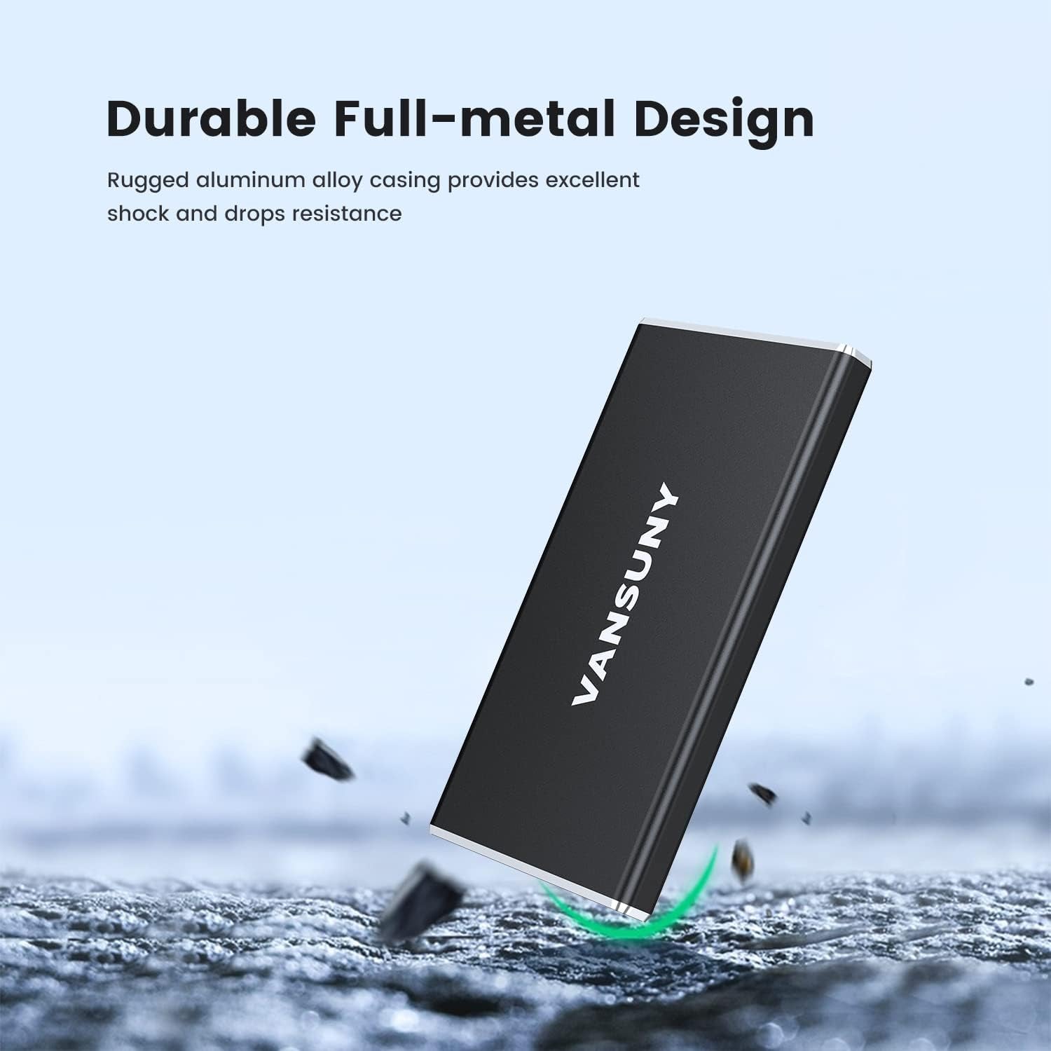 500GB Portable External SSD, USB 3.1 Gen2 430Mb/S High-Speed Data Transfer, Metal USB C Mini Portable External Solid State Drive for PC, Laptop, Phones and More