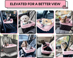 Puppy Car Seat Upgrade Deluxe Portable Pet Dog Booster Car Seat with Clip-On Safety Leash,Perfect for Small Pets up to 26Lbs