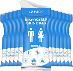 Disposable Urine Bag, 12/24 PCS Pee Bags for Travel for Women/Men, 800ML Emergency Portable Urinal Bag and Vomit Bags, Unisex Urinal Bag for Camping, Traffic Jams, Pregnant, Patient, Kids