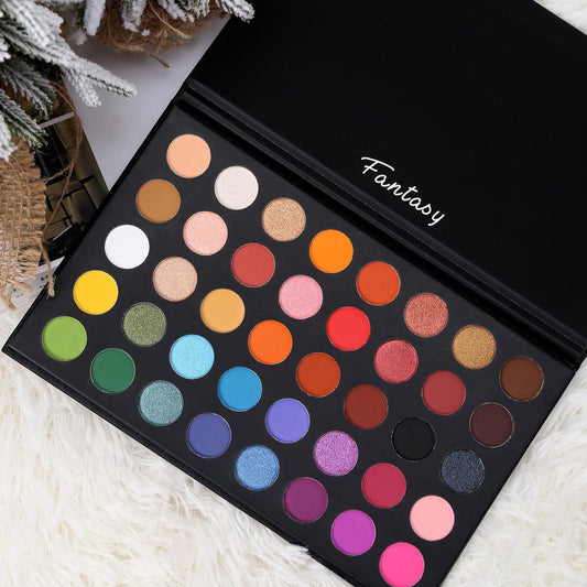 (CHANGEABLE FANTASY PALETTE) - CHANGEABLE Pro 39 Colours Eyeshadow Palette Matte Shimmer Make up Eyeshadow Palette Highlight Pigmented Eye Shadow Powder Natural Pink Black Colours Long Lasting Waterproof Makeup Pallet Cosmetics