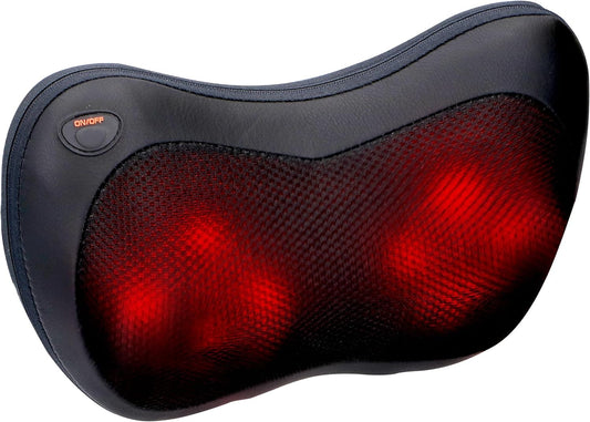 Massager - Massage Cushion - Neck - Back - 4 Massage Heads - Infrared Heating - 2 Plugs - Black