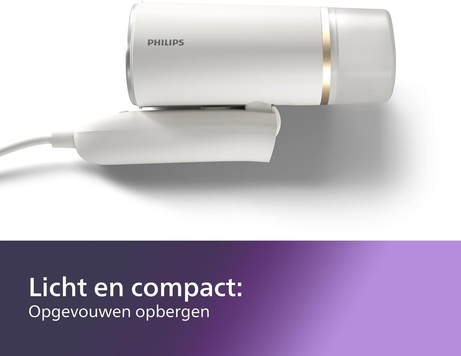 Philips 3000 Series Portable Steamer - 1000 W, Compact and Foldable, Constant Steam Output 20 G/Min, No Ironing Board Required, White (STH3020/10)