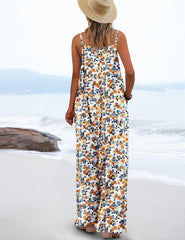 Women'S Summer Boho Casual Jumpsuits Wide Leg Overalls Floral Print Baggy Rompers with Pockets PZZCR