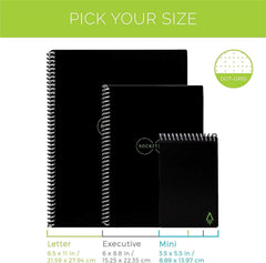 Core Reusable Smart Notebook | Innovative, Eco-Friendly, Digitally Connected Notebook with Cloud Sharing Capabilities | Dotted, 6" X 8.8", 36 Pg, Infinity Black, with Pen, Cloth, and App Included