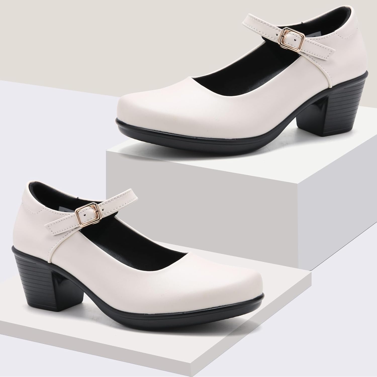 Women'S Pumps Mary Jane Chunky Heels for Women Shoes