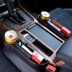 New Car Seat Gap Filler Organizer between Front Seat Car Organizer and Storage Box, Auto Premium PU Leather Console with Cup Holder, Car Pocket for Interior Essentials(Left)