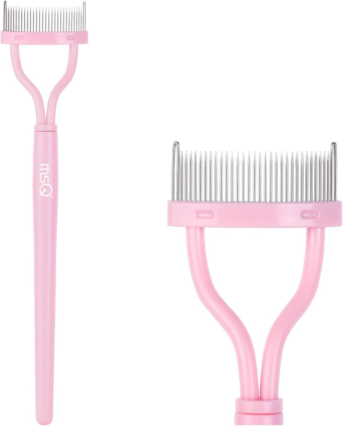 Eyelash Comb Separator  Eyelash Eyebrow Brush Mascara Brush and Comb Lash Separator with Comb Cover Arc Designed Cosmetic Brushes Tool Pink (1PCS)