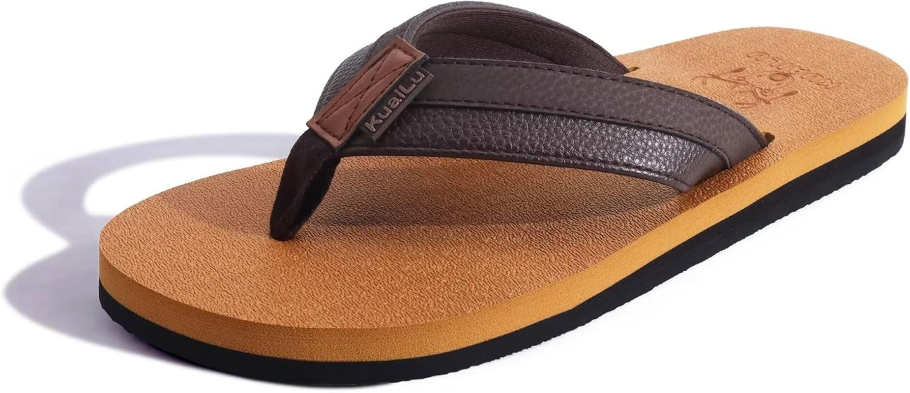 Mens Flip Flops Arch Support Lightweight Cushioned Yoga Foam Summer Holiday Beach Sandals Soft Fabric Shower Non-Slip Thongs